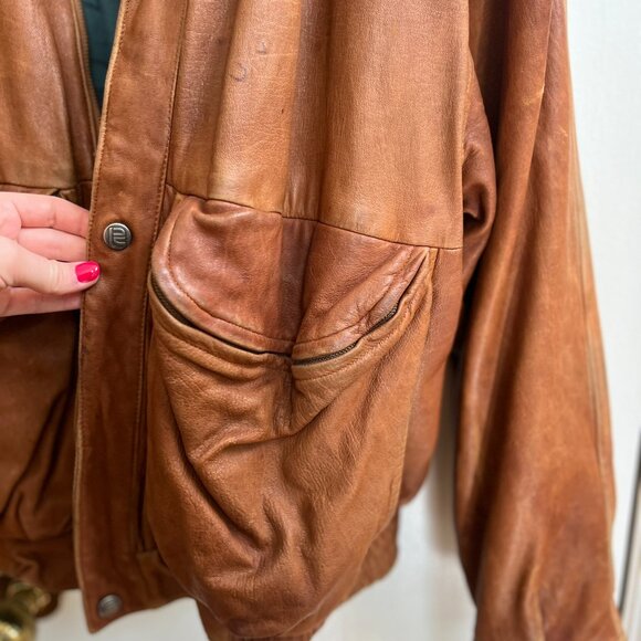 Comstock Endurance Genuine Brown Leather Jacket Size 42 distressed - Picture 3 of 8